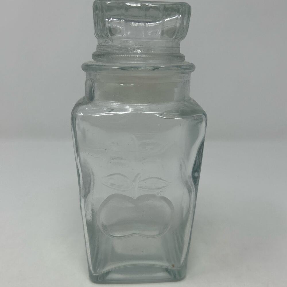 Apothecary Jar Clear Glass Embossed Apple Canister 6" Tall
